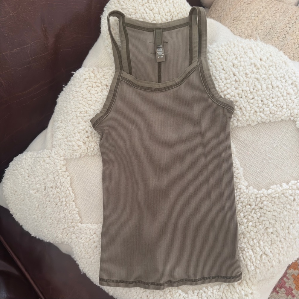 SKIMS Olive Ribbed Tank Top